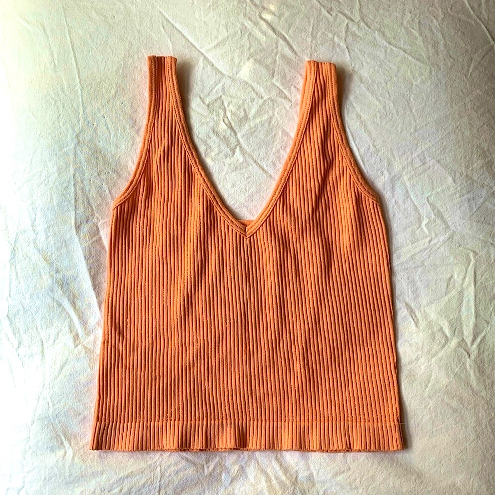 Free People Intimately Orange Ribbed Crop Top